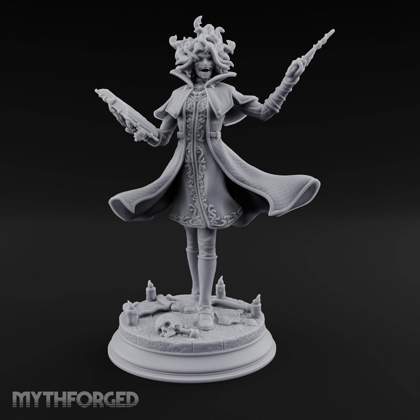 Dual Wand Wielding Elf Lich Sorceress Miniature for Dungeons and Dragons, Pathfinder or other TTRPGs