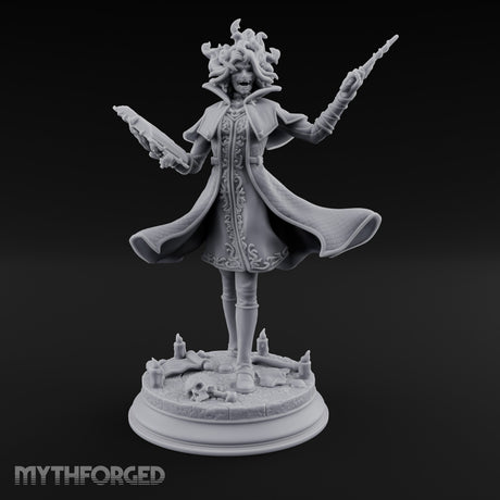 Dual Wand Wielding Elf Lich Sorceress Miniature for Dungeons and Dragons, Pathfinder or other TTRPGs