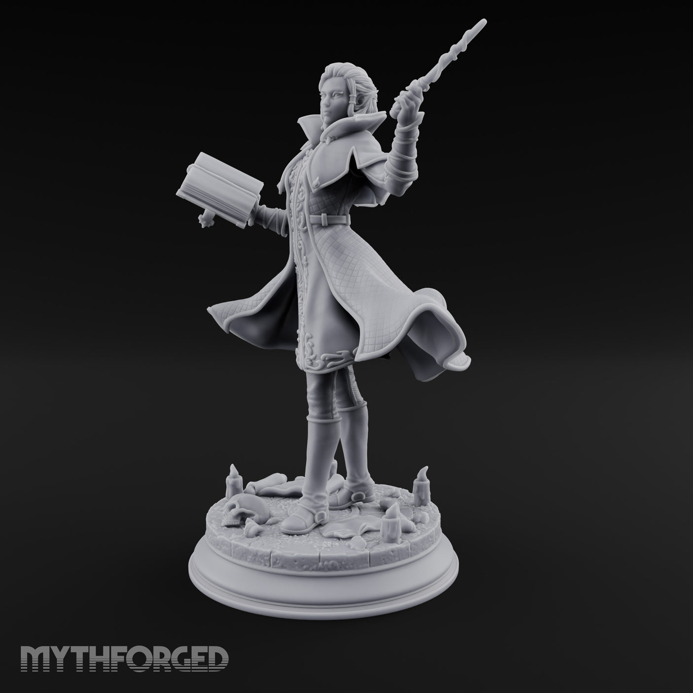 Dual Wand Wielding Elf Lich Sorceress Miniature for Dungeons and Dragons, Pathfinder or other TTRPGs