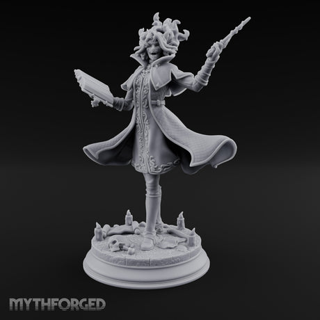 Dual Wand Wielding Elf Lich Sorceress Miniature for Dungeons and Dragons, Pathfinder or other TTRPGs