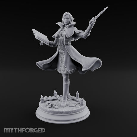 Dual Wand Wielding Elf Lich Sorceress Miniature for Dungeons and Dragons, Pathfinder or other TTRPGs