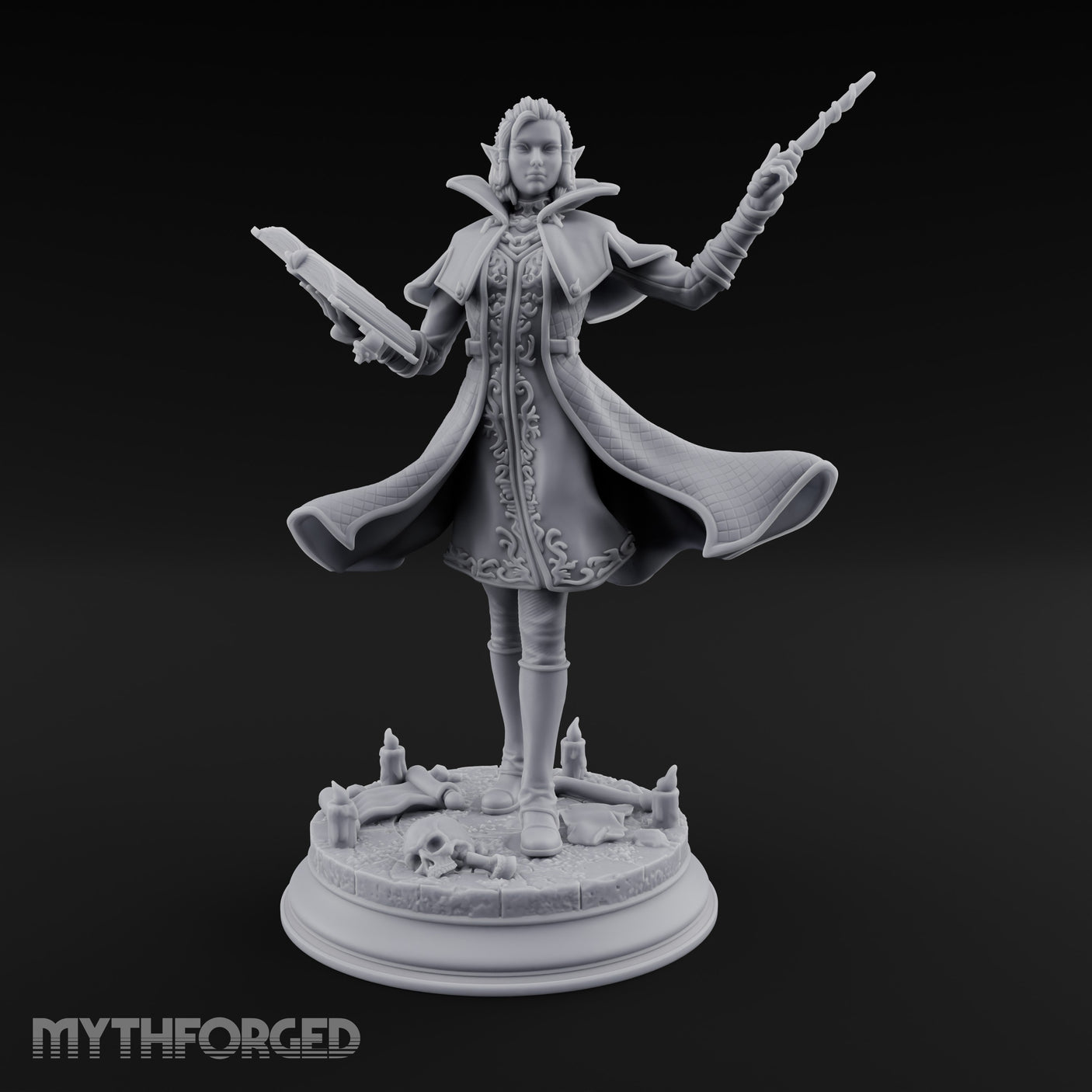 Dual Wand Wielding Elf Lich Sorceress Miniature for Dungeons and Dragons, Pathfinder or other TTRPGs