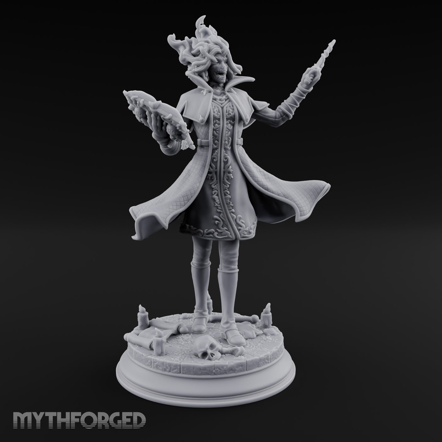 Dual Wand Wielding Elf Lich Sorceress Miniature for Dungeons and Dragons, Pathfinder or other TTRPGs
