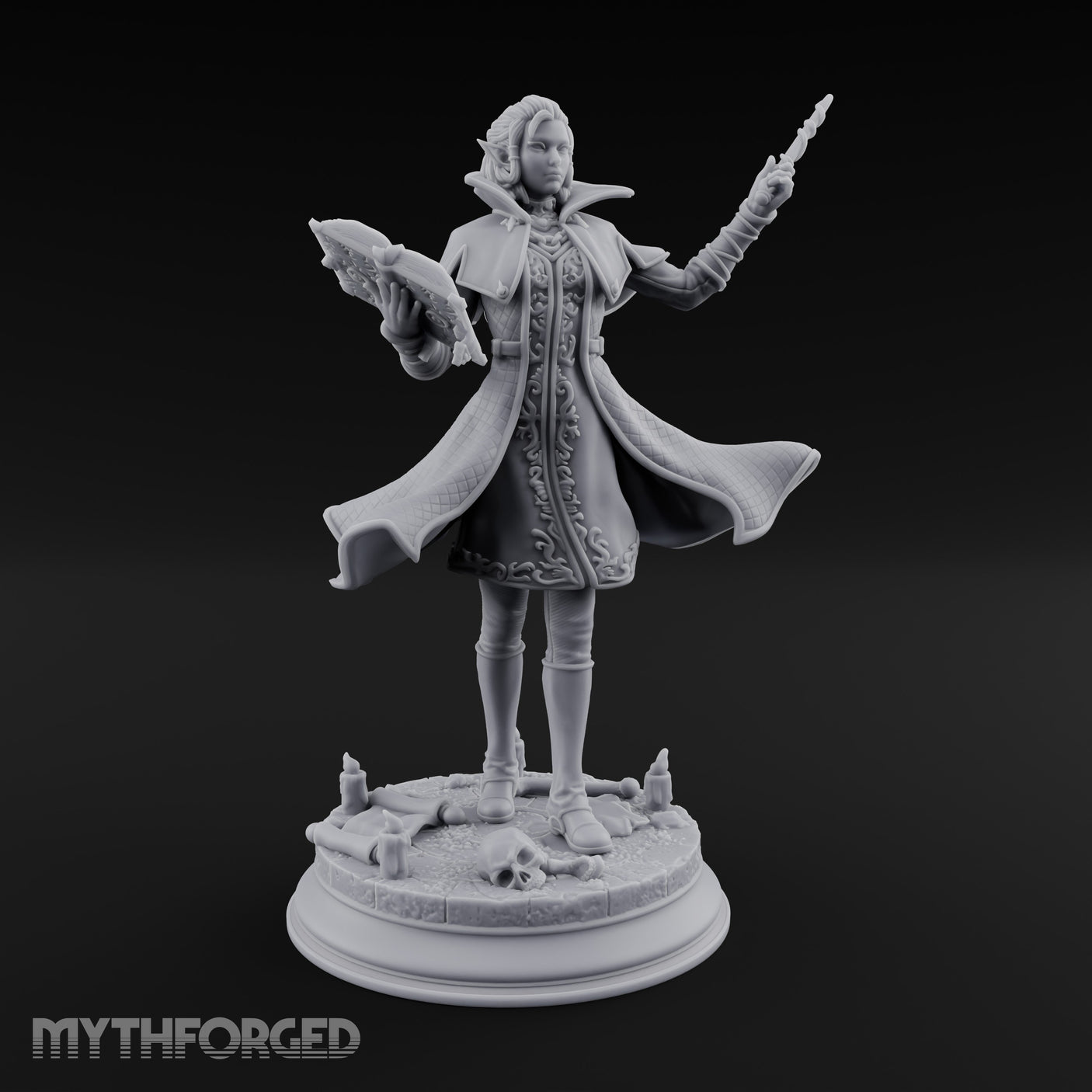 Dual Wand Wielding Elf Lich Sorceress Miniature for Dungeons and Dragons, Pathfinder or other TTRPGs