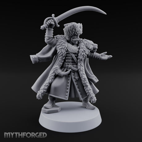 Sabre Flourishing Hussar Officer Miniature for Dungeons and Dragons, Pathfinder or other TTRPGs