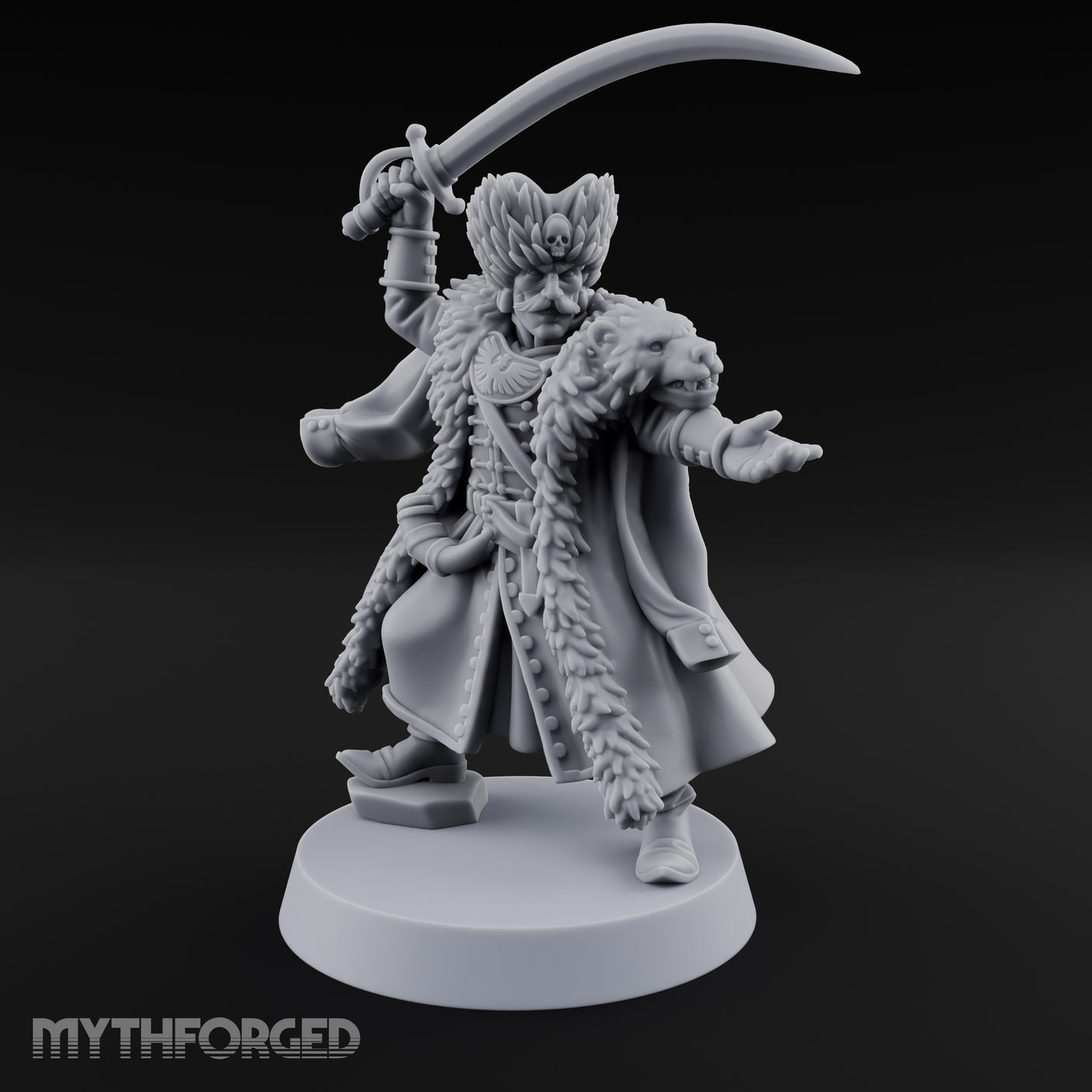 Sabre Flourishing Hussar Officer Miniature for Dungeons and Dragons, Pathfinder or other TTRPGs
