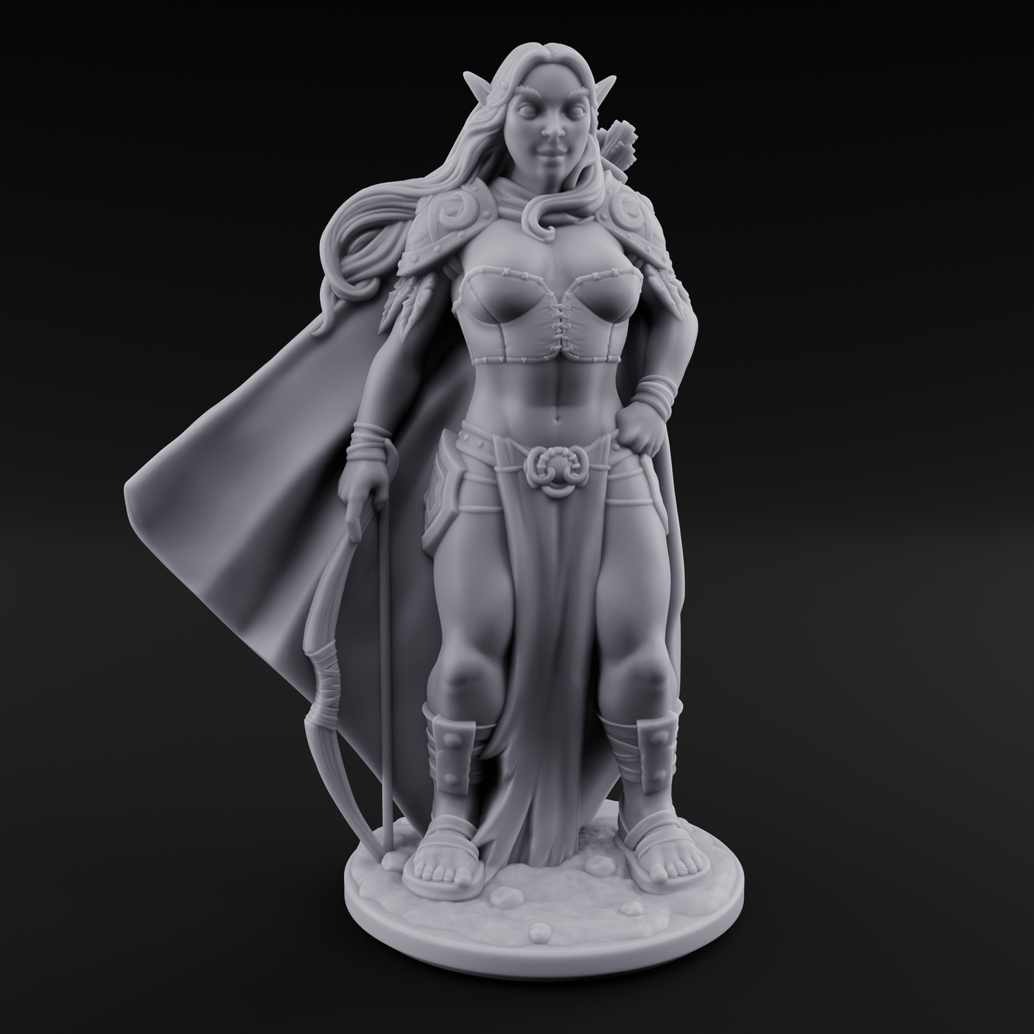 Cape Swishing Elf Ranger A Miniature for Dungeons and Dragons, Pathfinder or other TTRPGs
