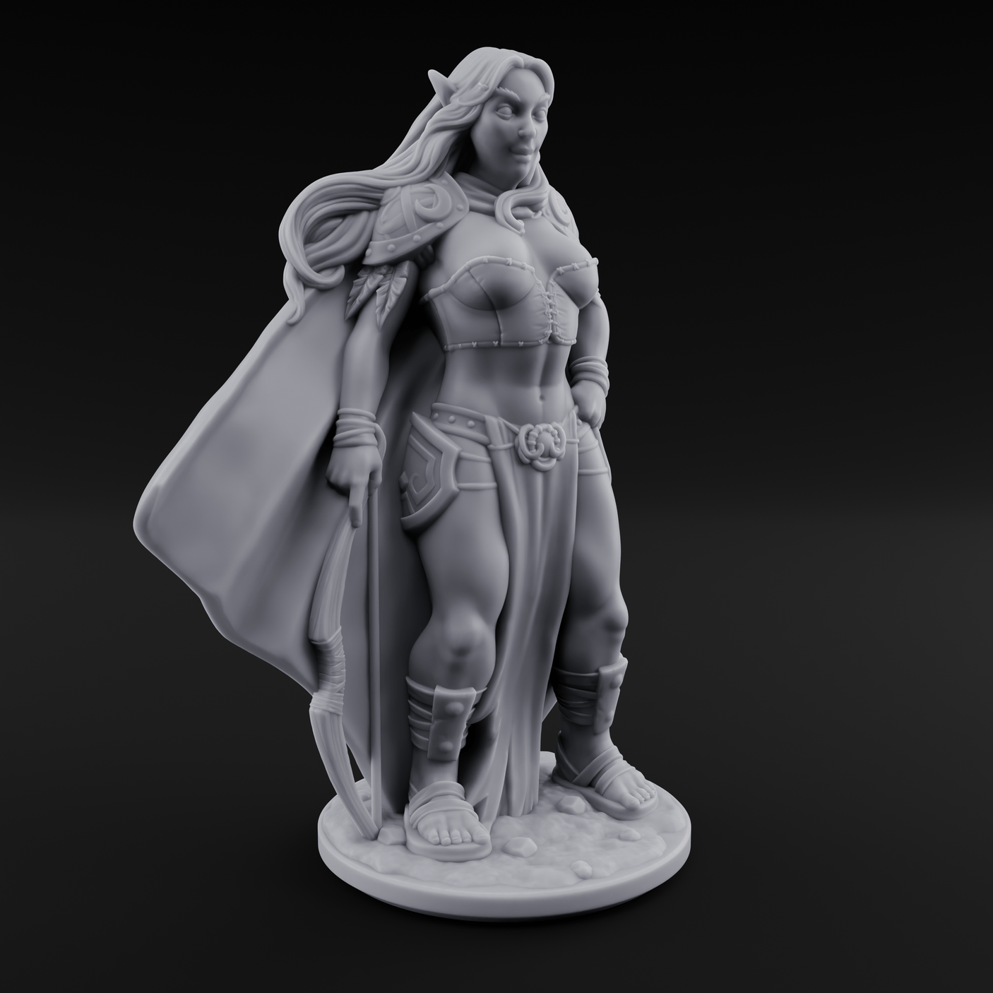 Cape Swishing Elf Ranger A Miniature for Dungeons and Dragons, Pathfinder or other TTRPGs