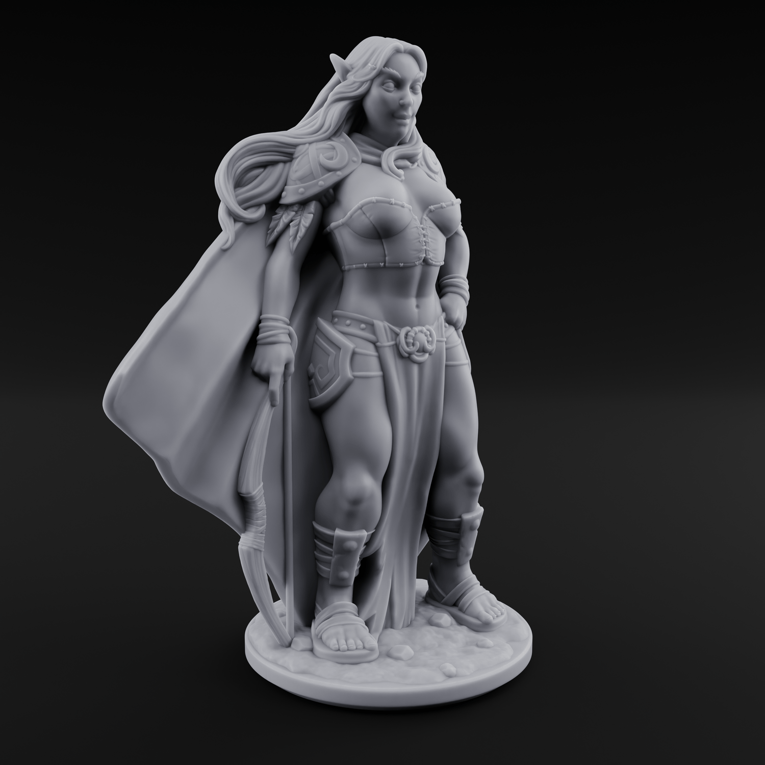 Cape Swishing Elf Ranger A Miniature for Dungeons and Dragons, Pathfinder or other TTRPGs