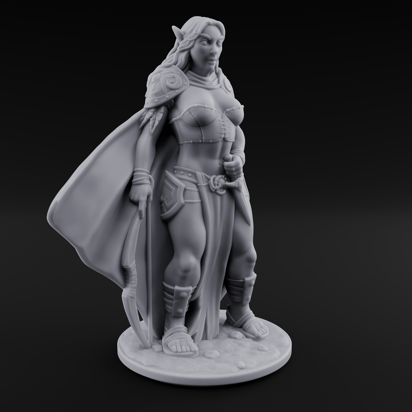 Cape Swishing Elf Rangers Miniature for Dungeons and Dragons, Pathfinder or other TTRPGs