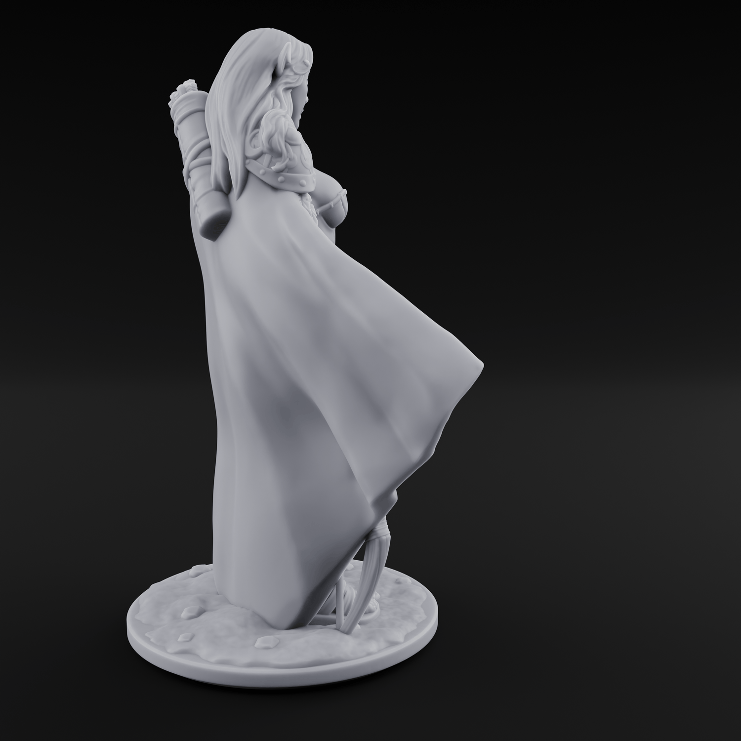 Cape Swishing Elf Ranger B Miniature for Dungeons and Dragons, Pathfinder or other TTRPGs