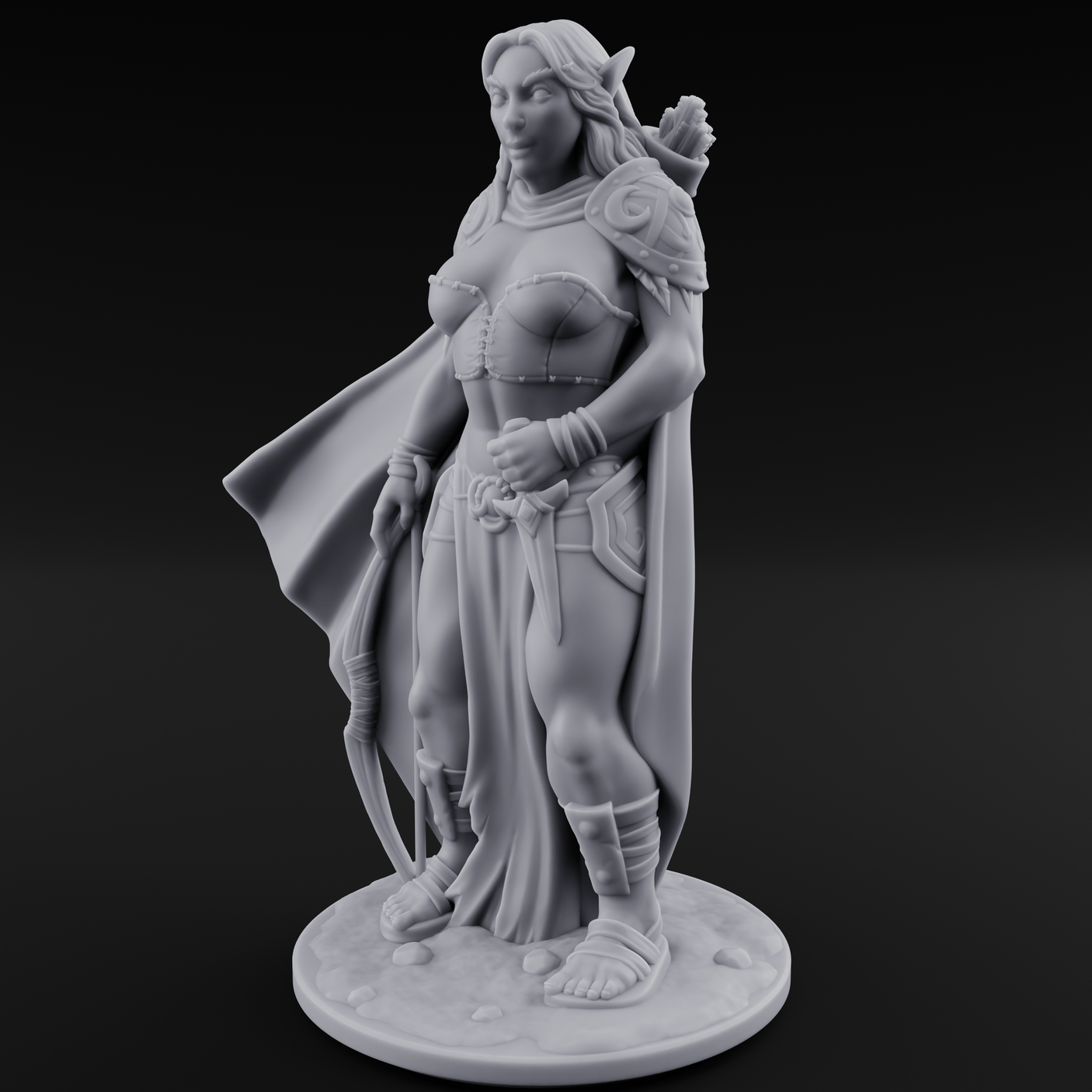 Cape Swishing Elf Ranger B Miniature for Dungeons and Dragons, Pathfinder or other TTRPGs