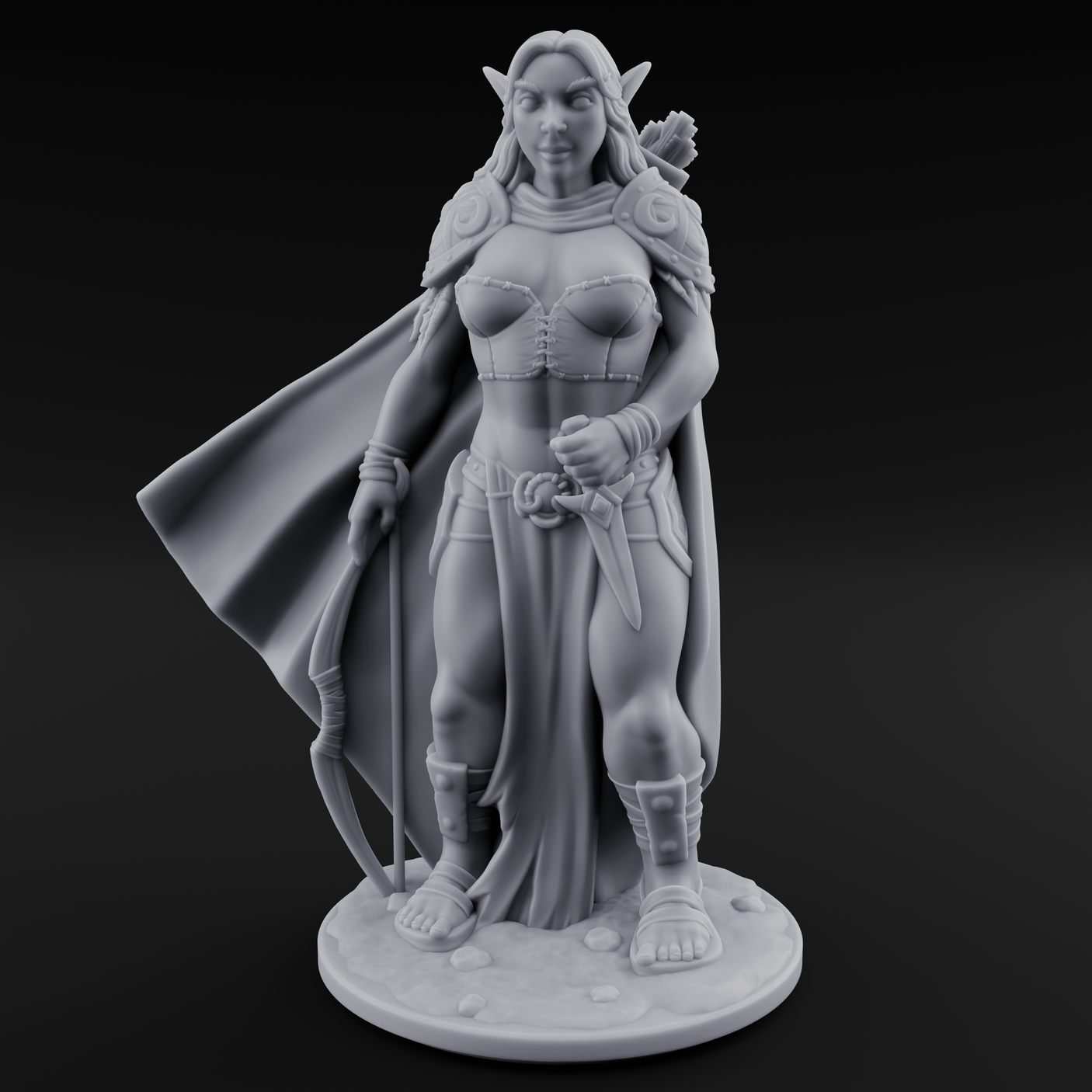 Cape Swishing Elf Ranger B Miniature for Dungeons and Dragons, Pathfinder or other TTRPGs