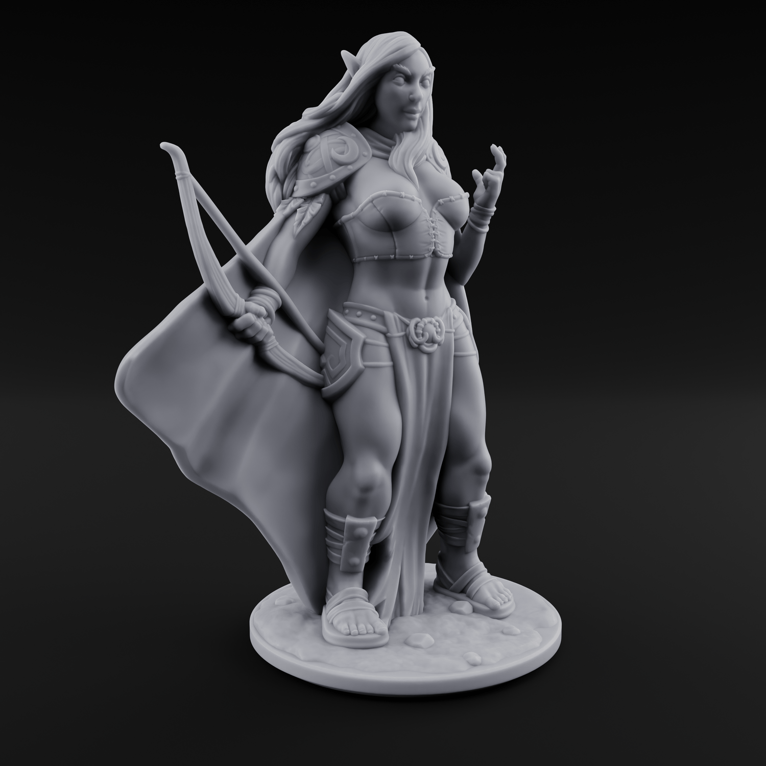 Cape Swishing Elf Ranger C Miniature for Dungeons and Dragons, Pathfinder or other TTRPGs