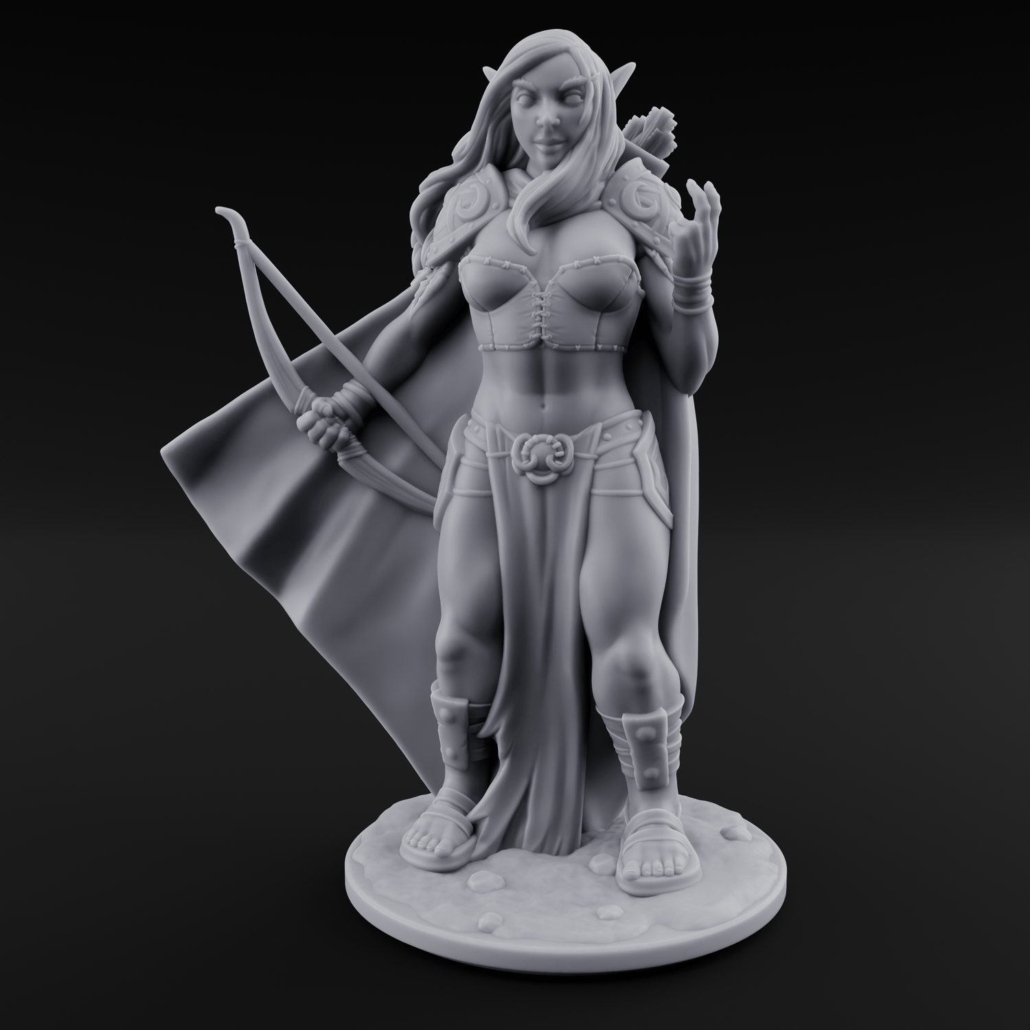 Cape Swishing Elf Ranger C Miniature for Dungeons and Dragons, Pathfinder or other TTRPGs