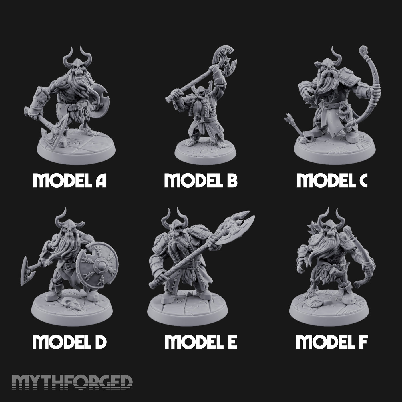 Frostbound Horde Dwarf Draugr Warriors Miniature for Dungeons and Dragons, Pathfinder or other TTRPGs
