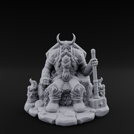 Throne Sitting Dwarf King Miniature for Dungeons and Dragons, Pathfinder or other TTRPGs