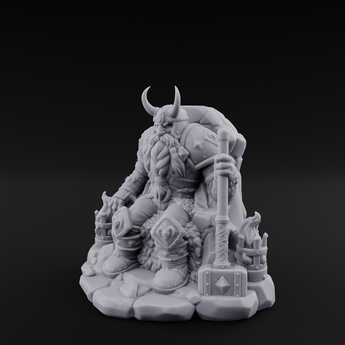 Throne Sitting Dwarf King Miniature for Dungeons and Dragons, Pathfinder or other TTRPGs