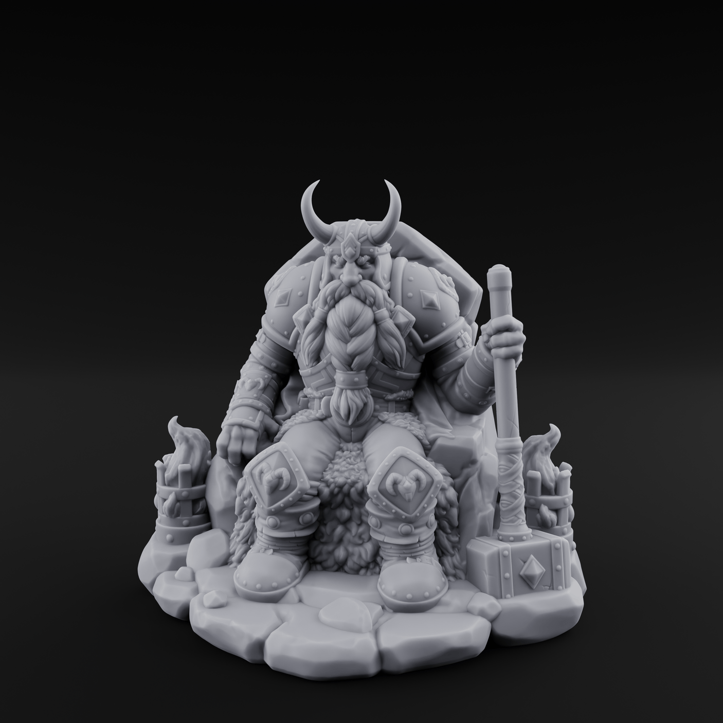Throne Sitting Dwarf King Miniature for Dungeons and Dragons, Pathfinder or other TTRPGs