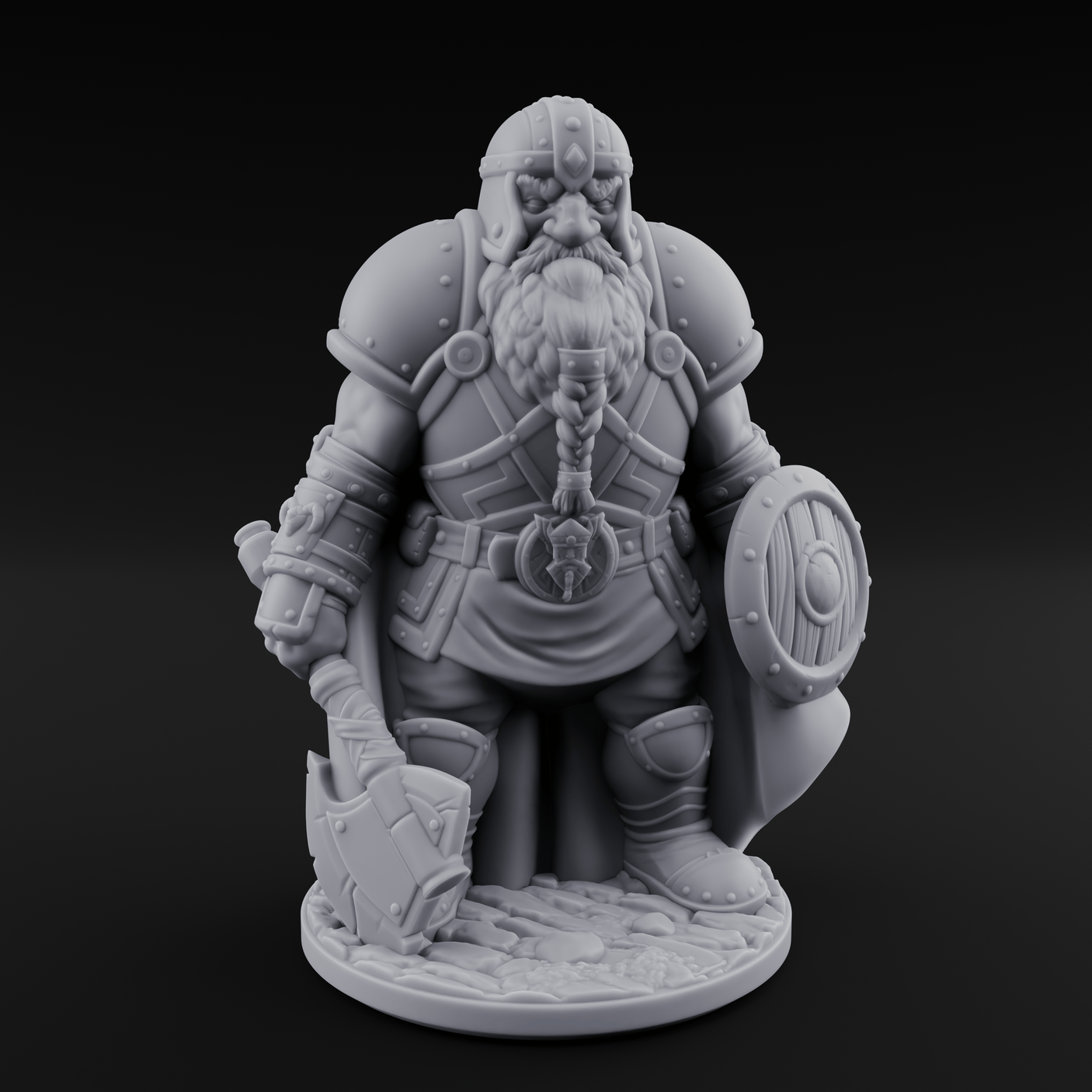 Braided And Ready Dwarf Soldier Miniature for Dungeons and Dragons, Pathfinder or other TTRPGs