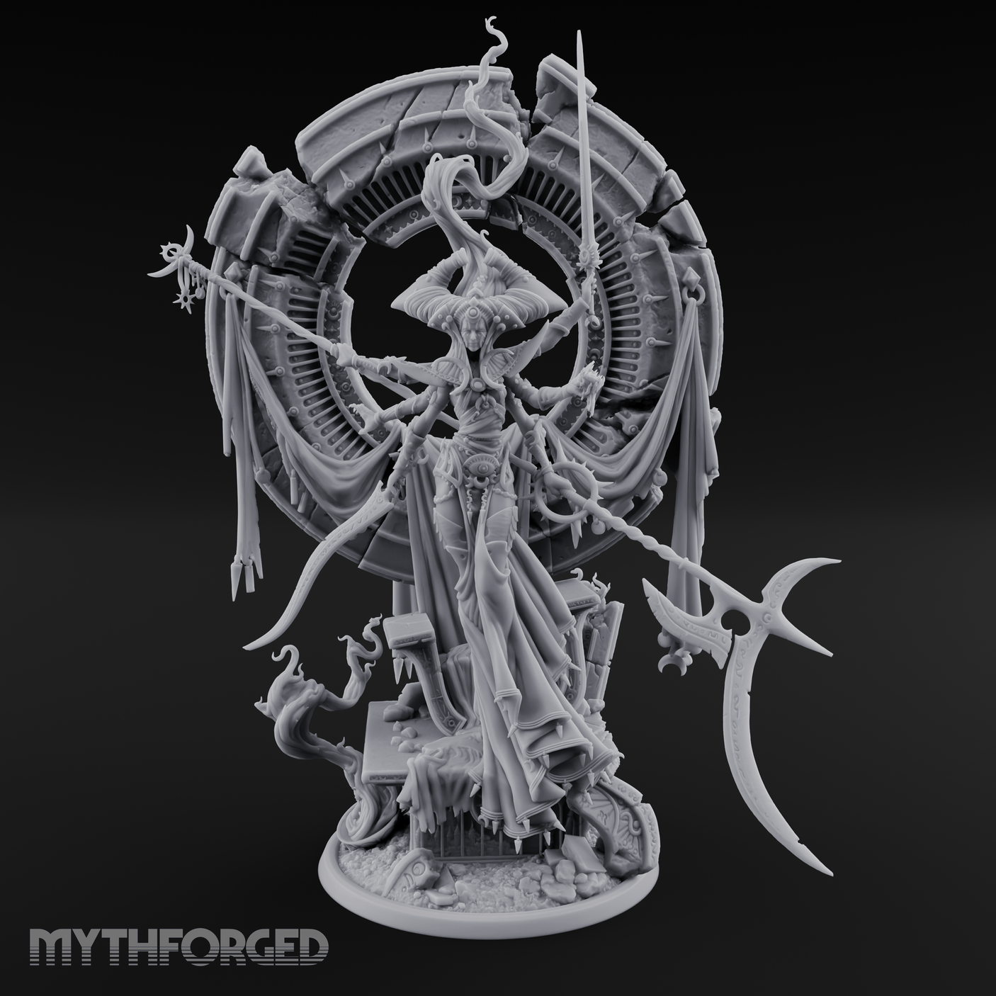 Ascending Through Chaos Marilith Warlord Miniature for Dungeons and Dragons, Pathfinder or other TTRPGs