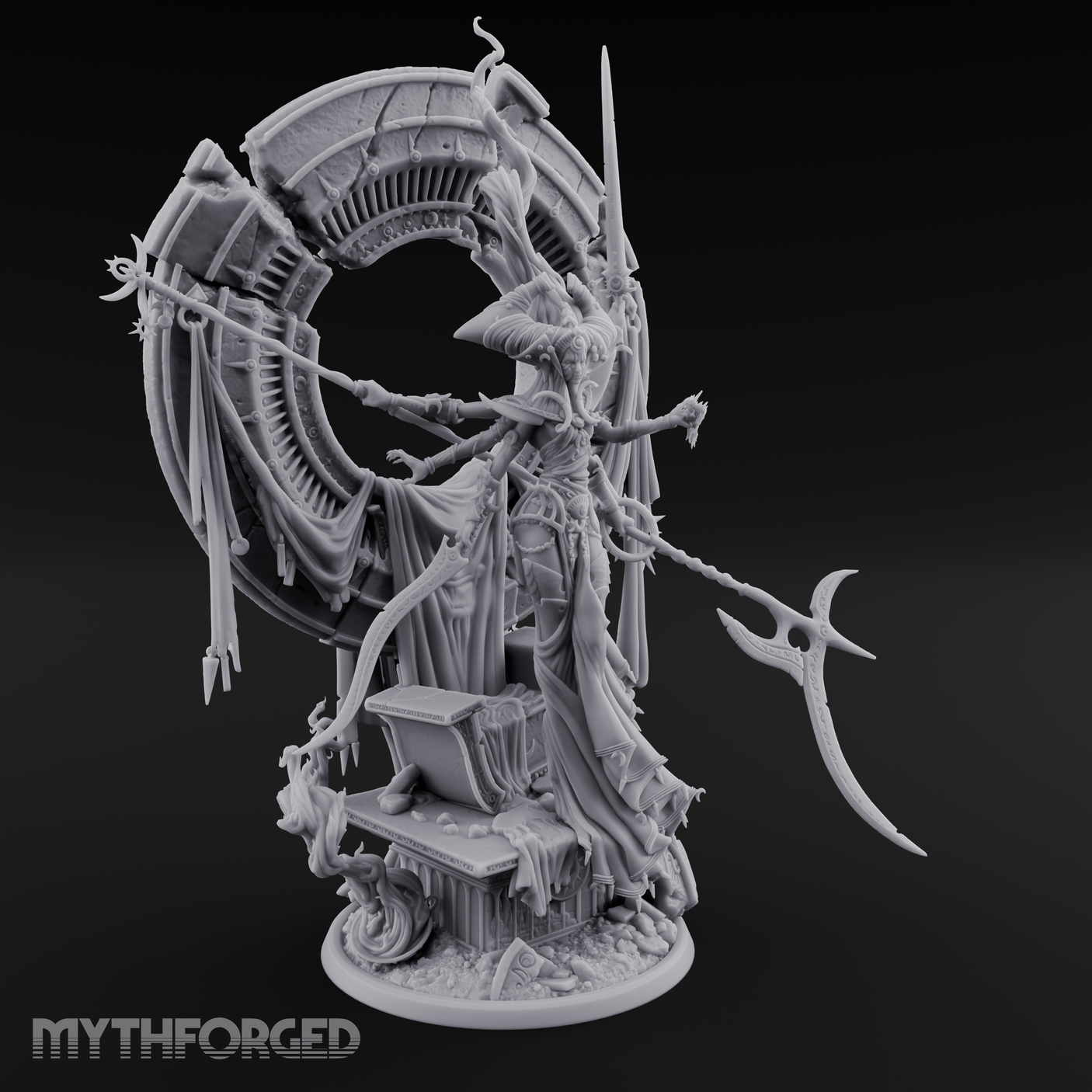 Ascending Through Chaos Marilith Warlord Miniature for Dungeons and Dragons, Pathfinder or other TTRPGs