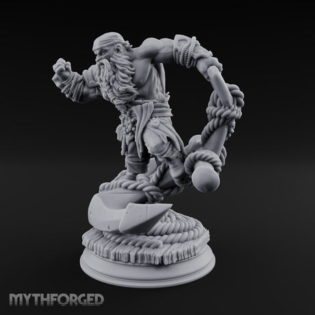 Weighs Anchor, Throws Punches Dwarf Pirate Brawler with Giant Anchor and Chain