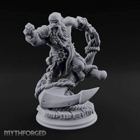 Weighs Anchor, Throws Punches Dwarf Pirate Brawler with Giant Anchor and Chain