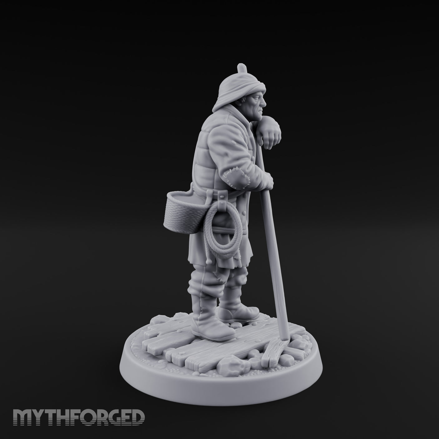Elbow Resting Pole Leaning Human Ferryman Miniature for Dungeons and Dragons, Pathfinder or other TTRPGs