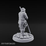 Elbow Resting Pole Leaning Human Ferryman Miniature for Dungeons and Dragons, Pathfinder or other TTRPGs