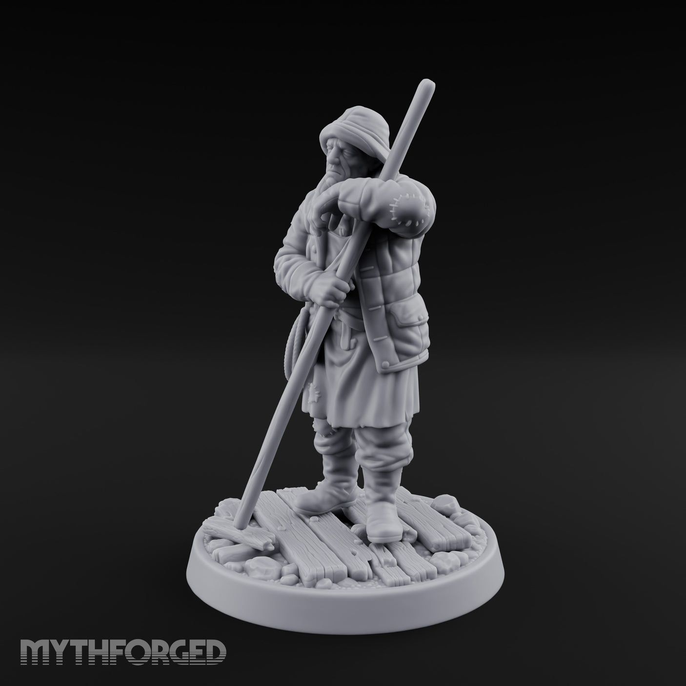 Elbow Resting Pole Leaning Human Ferryman Miniature for Dungeons and Dragons, Pathfinder or other TTRPGs