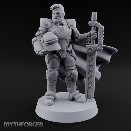 Holding Court With Steel Human Space Knight Miniature for Dungeons and Dragons, Pathfinder or other TTRPGs