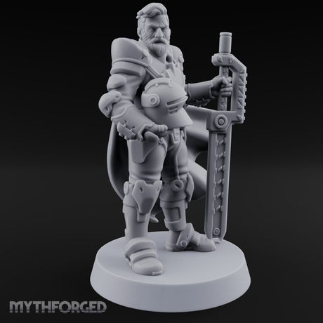 Holding Court With Steel Human Space Knight Miniature for Dungeons and Dragons, Pathfinder or other TTRPGs