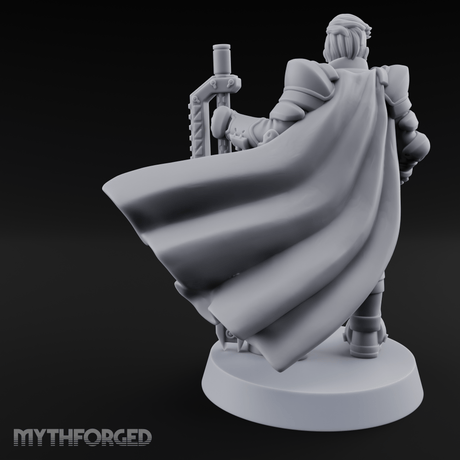 Holding Court With Steel Human Space Knight Miniature for Dungeons and Dragons, Pathfinder or other TTRPGs