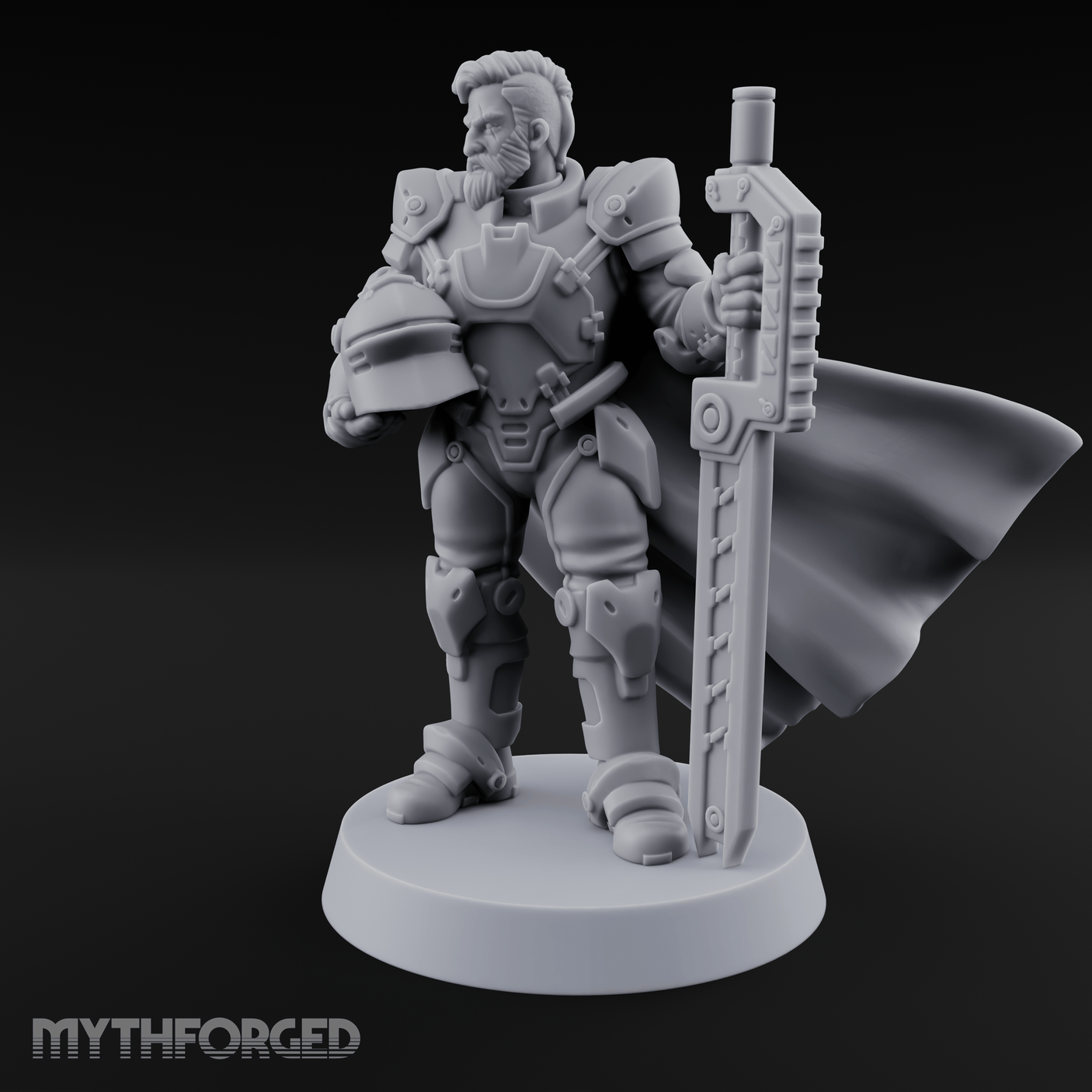 Holding Court With Steel Human Space Knight Miniature for Dungeons and Dragons, Pathfinder or other TTRPGs