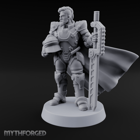 Holding Court With Steel Human Space Knight Miniature for Dungeons and Dragons, Pathfinder or other TTRPGs