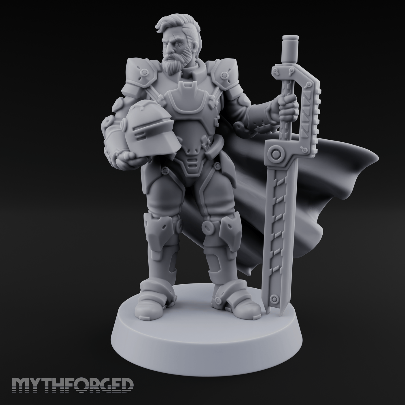 Holding Court With Steel Human Space Knight Miniature for Dungeons and Dragons, Pathfinder or other TTRPGs