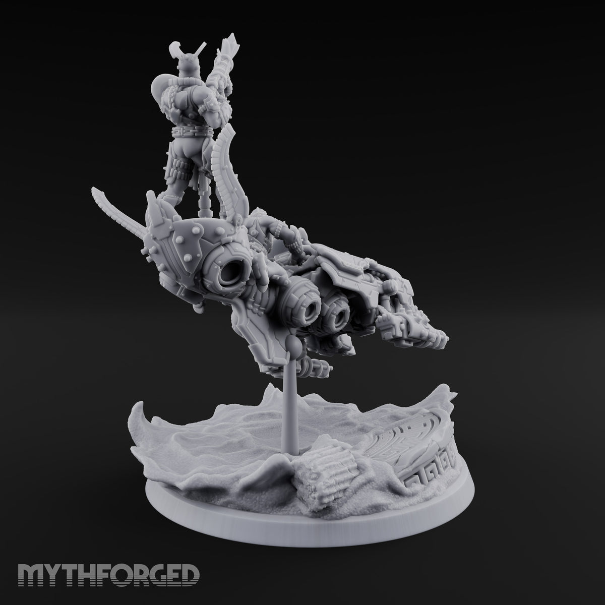 Dust Settles Behind the Pack Human Beast-Bike Rider B — Pilot + Passenger · FX