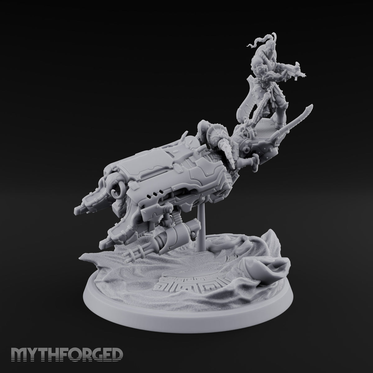 Dust Settles Behind the Pack Human Beast-Bike Rider C — Pilot + Passenger · FX