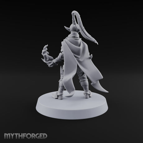 Unbothered by Brambles Elf Druid with Vine Staff and Curved Blade — None · Fire and Wand