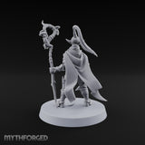 Unbothered by Brambles Elf Druid with Vine Staff and Curved Blade — None · Staff and Sword