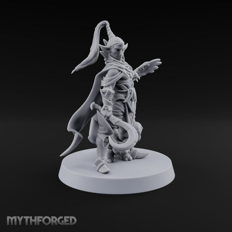 Unbothered by Brambles Elf Druid with Vine Staff and Curved Blade — Pet · Eagle and Scythe
