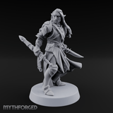 Dual Blades Pensive Elf Fighter Miniature for Dungeons and Dragons, Pathfinder or other TTRPGs