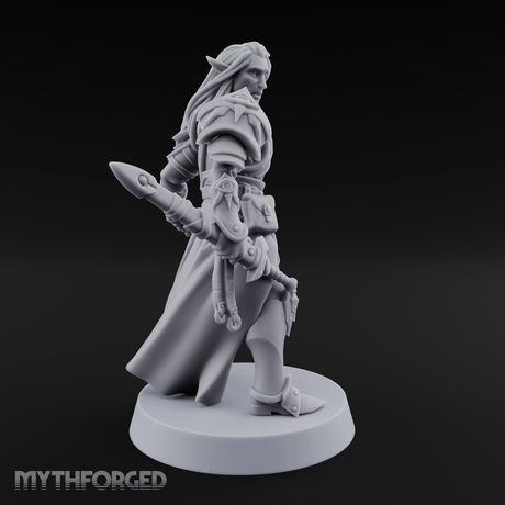 Dual Blades Pensive Elf Fighter Miniature for Dungeons and Dragons, Pathfinder or other TTRPGs
