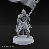 Banner Hoisting Standard Bearer Miniature for Dungeons and Dragons, Pathfinder or other TTRPGs