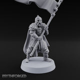 Banner Hoisting Standard Bearer Miniature for Dungeons and Dragons, Pathfinder or other TTRPGs