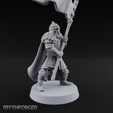 Banner Hoisting Standard Bearer Miniature for Dungeons and Dragons, Pathfinder or other TTRPGs