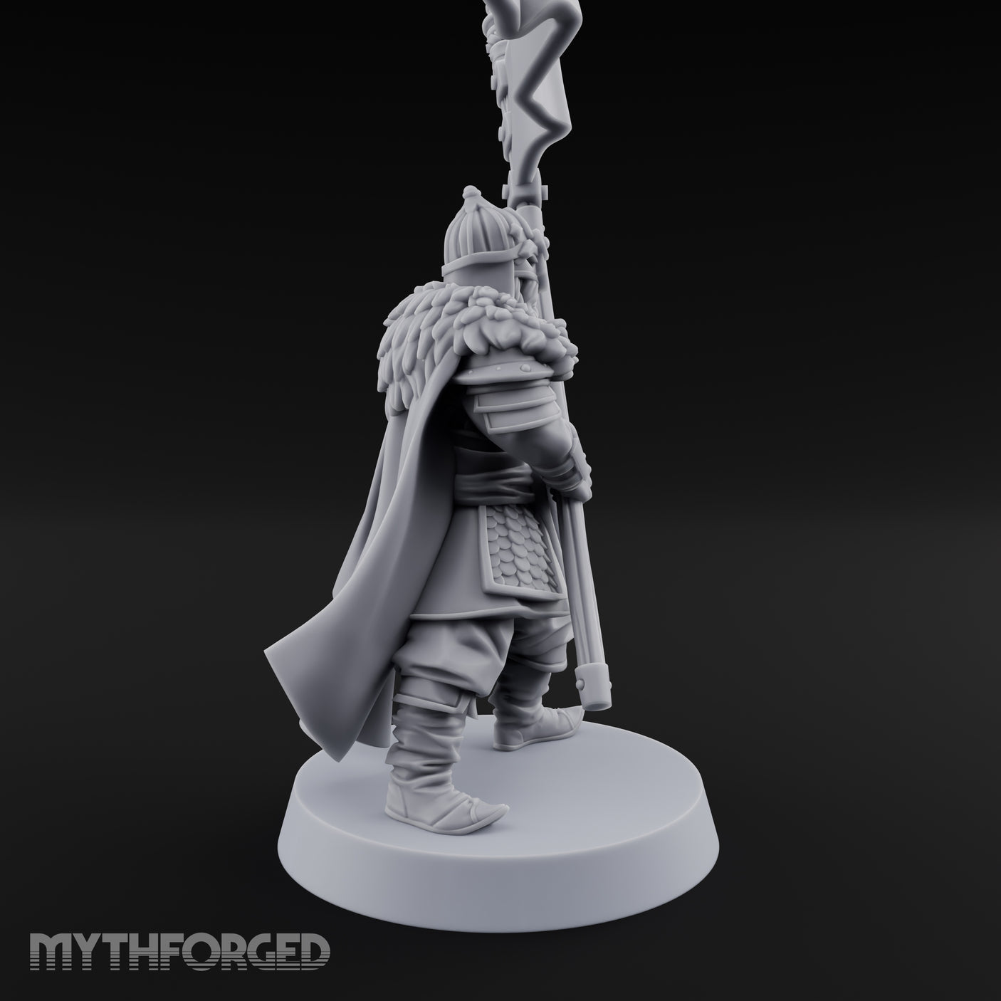 Banner Hoisting Standard Bearer Miniature for Dungeons and Dragons, Pathfinder or other TTRPGs