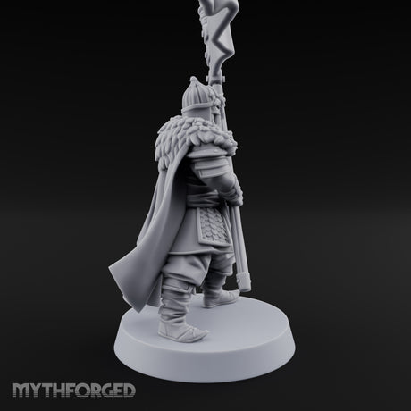 Banner Hoisting Standard Bearer Miniature for Dungeons and Dragons, Pathfinder or other TTRPGs