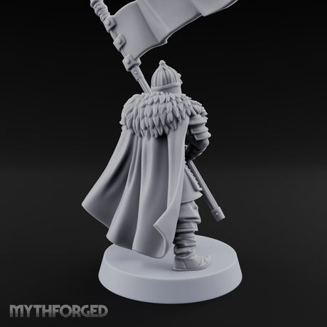 Banner Hoisting Standard Bearer Miniature for Dungeons and Dragons, Pathfinder or other TTRPGs